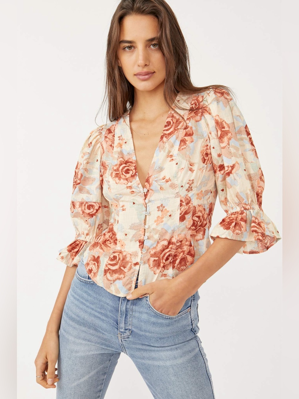 Free People I Found You Printed Blouse